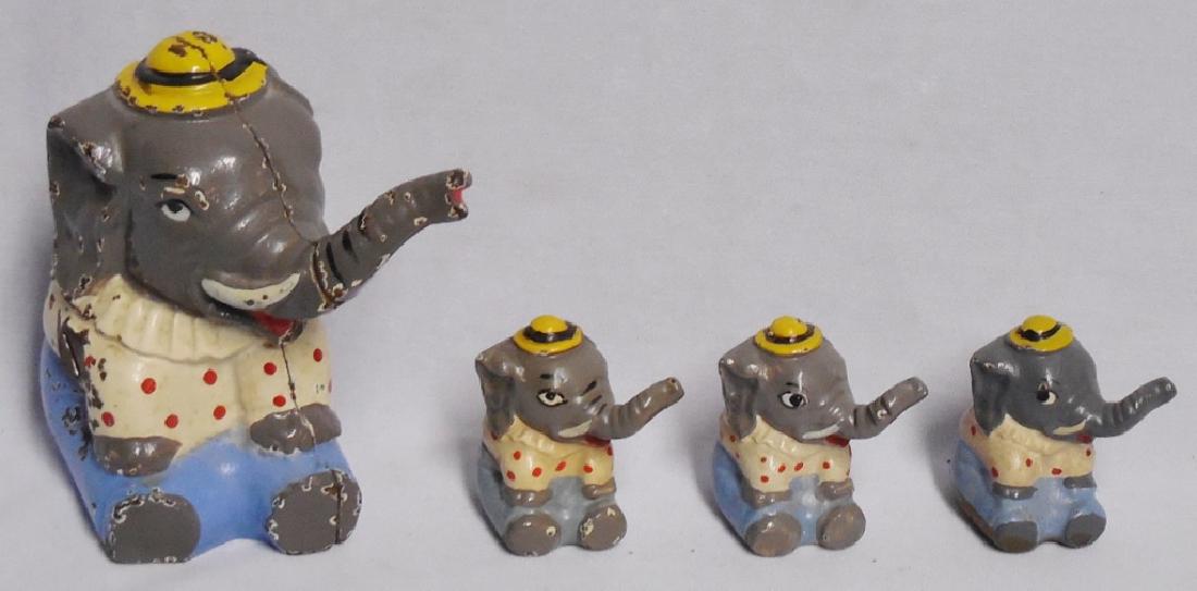 Lot of 4 Cast Iron Elephants (1 of 2)