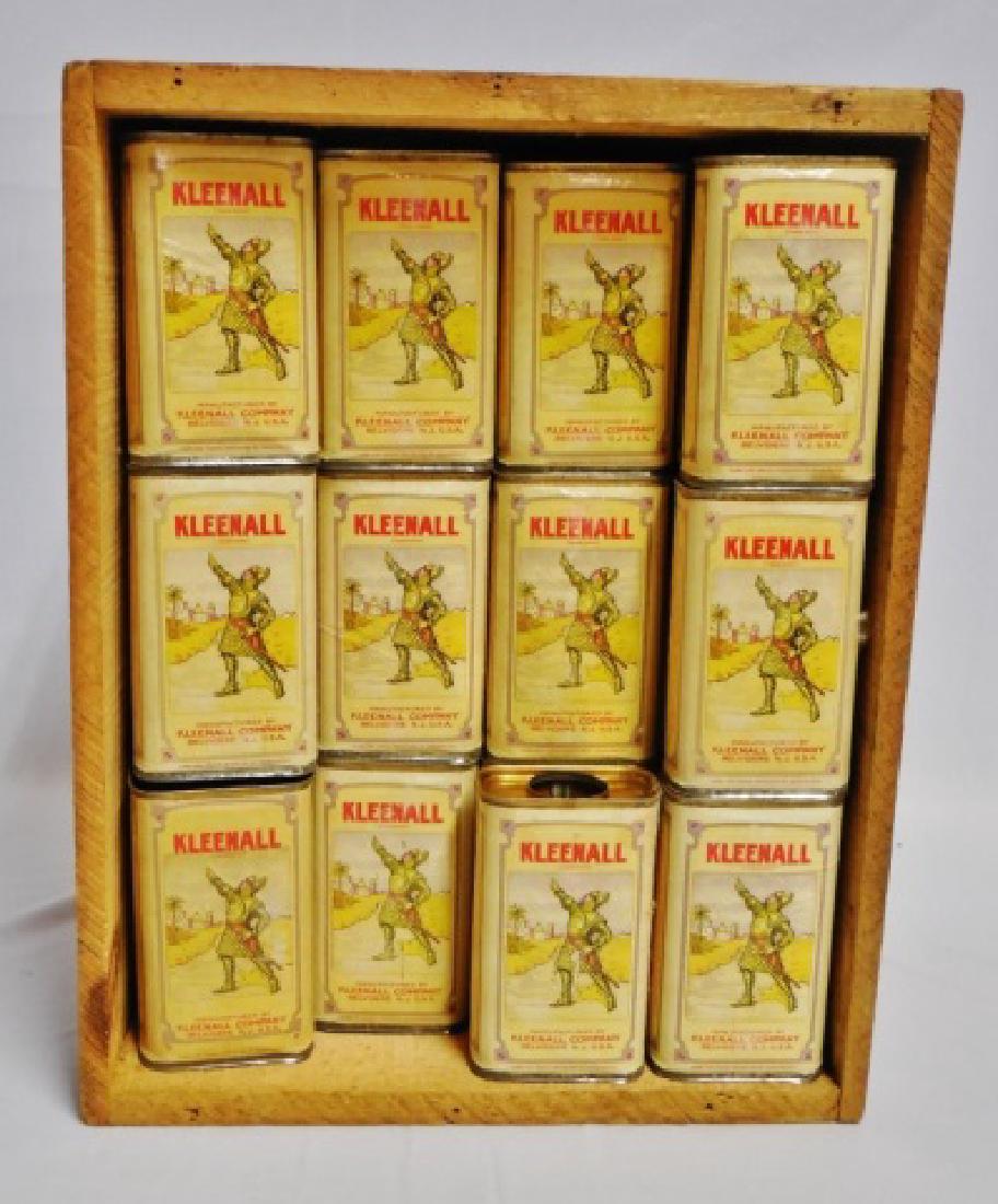 Lot of 64 "Kleenall" Tins with Wooden Crate: tins all the same size