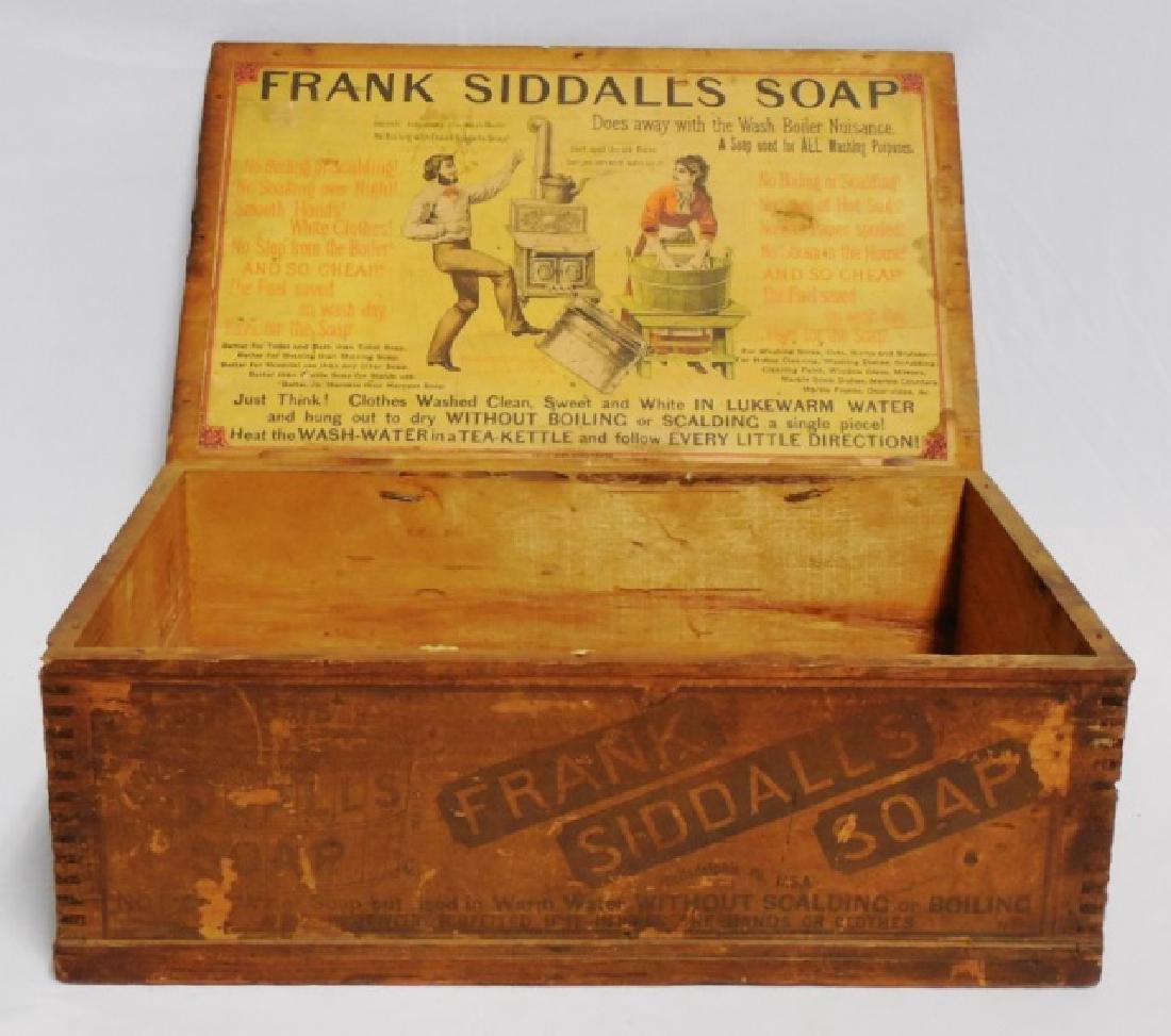 Wooden Box "Frank Siddalls Soap": measures 16" L x 6 1/4" H x 10 1/4" D