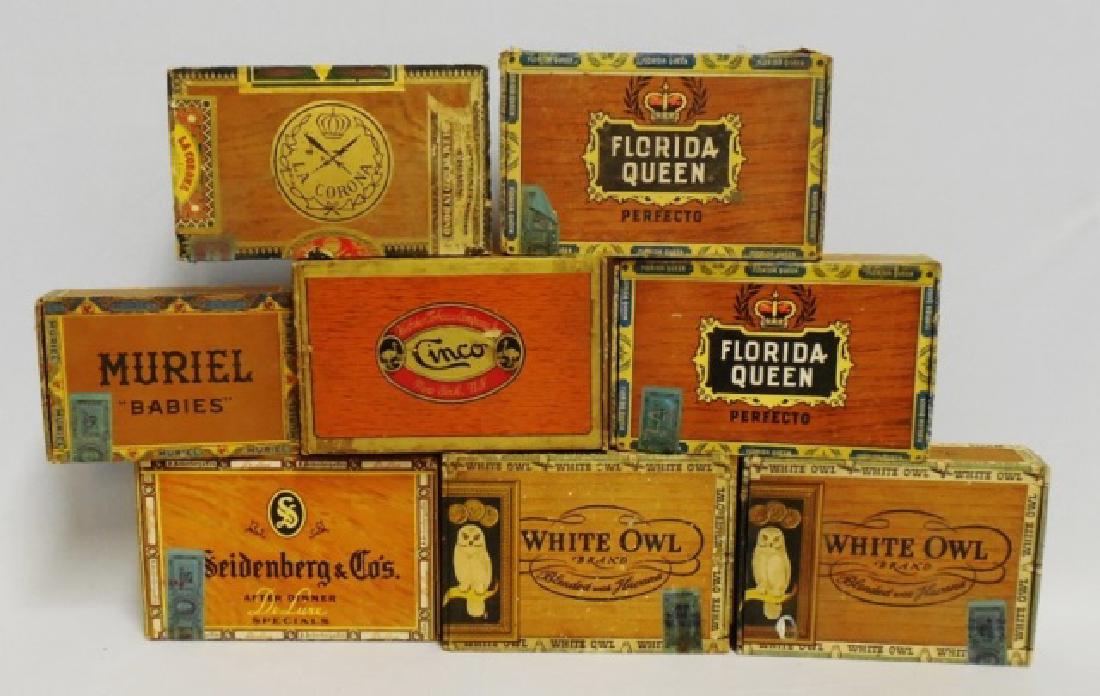 Lot of 8 Assorted Cigar Boxes: with advertisements