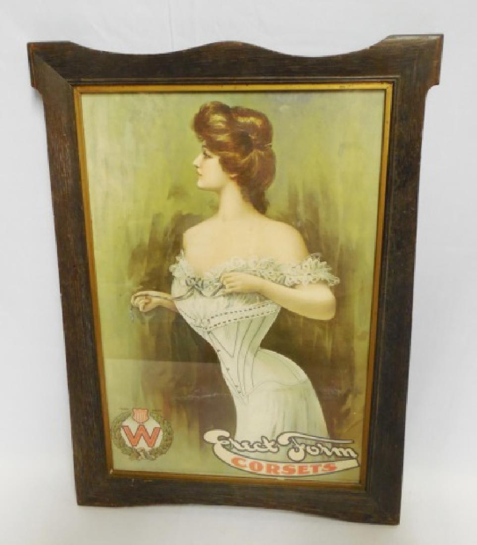 Framed Advertisement "Erect Form Corsets": measures 23 1/8" H x 17 3/16" W