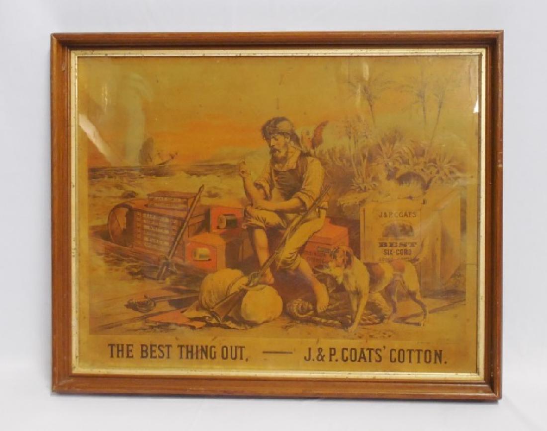 Framed Advertisement "J and P Coat's Cotton": measures 24 1/8" L x 19 3/8" H