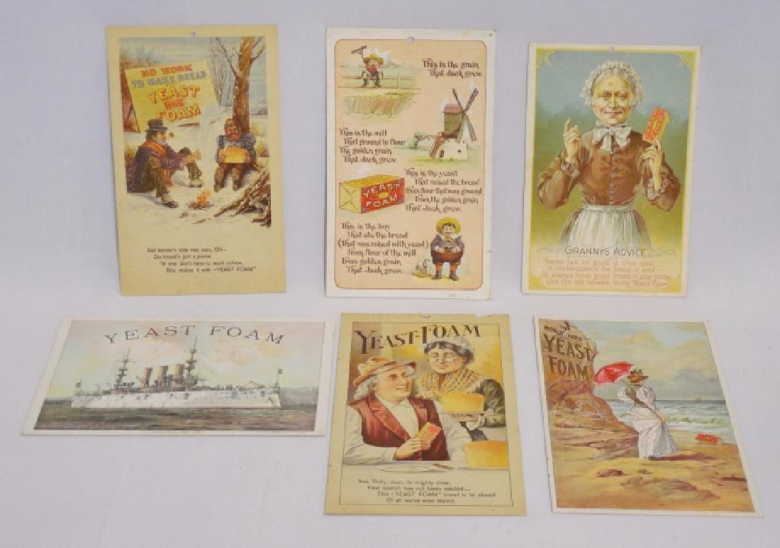 Lot of 6 "Yeast Foam" Cardboard Advertisements: assorted