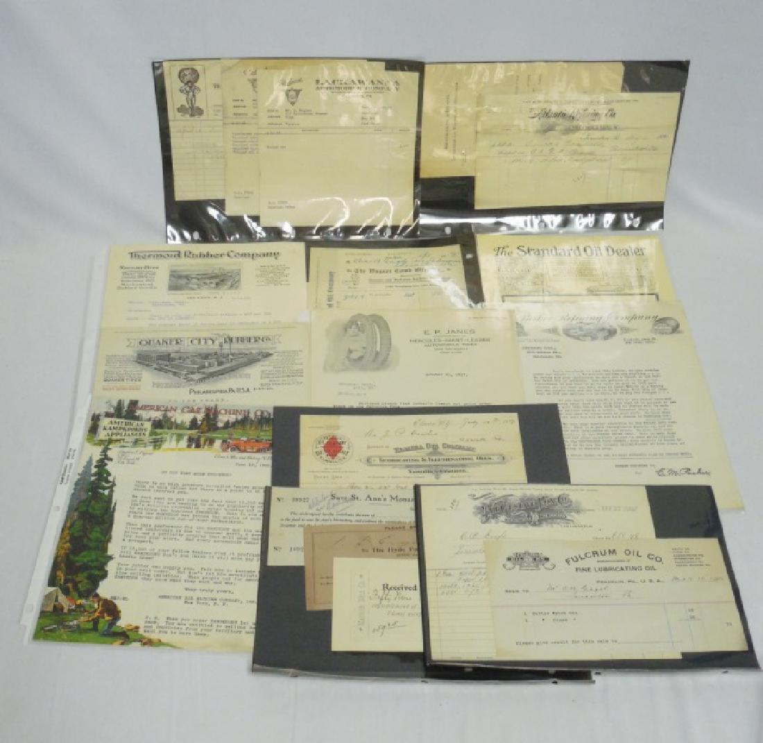 Lot of Approx. 15 Pieces of Assorted Ephemera: mostly oil related correspondence, letterheads, advertisements, sales receipts, and others