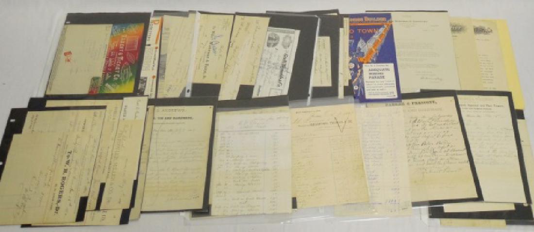 Lot of Approx. 50+ Pieces of Assorted Ephemera: includes paint and oils, furniture, and printer related correspondence, letterheads, advertisements, sales receipts, and others