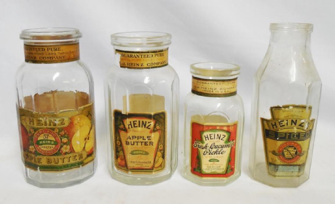 Lot of 4 "Heinz" Bottles: Apple Butter, 2 Pickles, and Gerkins