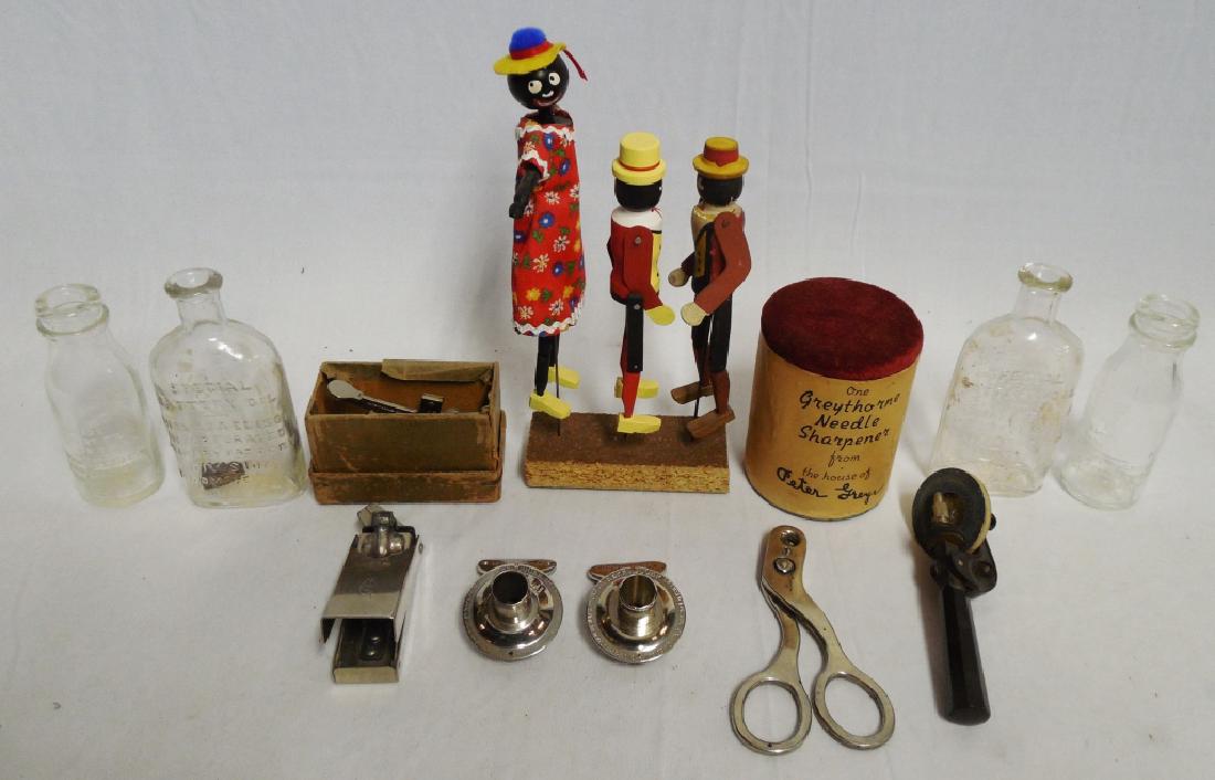 Miscellaneous Radio Lot: includes needle sharpener, Edison battery oil bottles, needle cutters, etc.