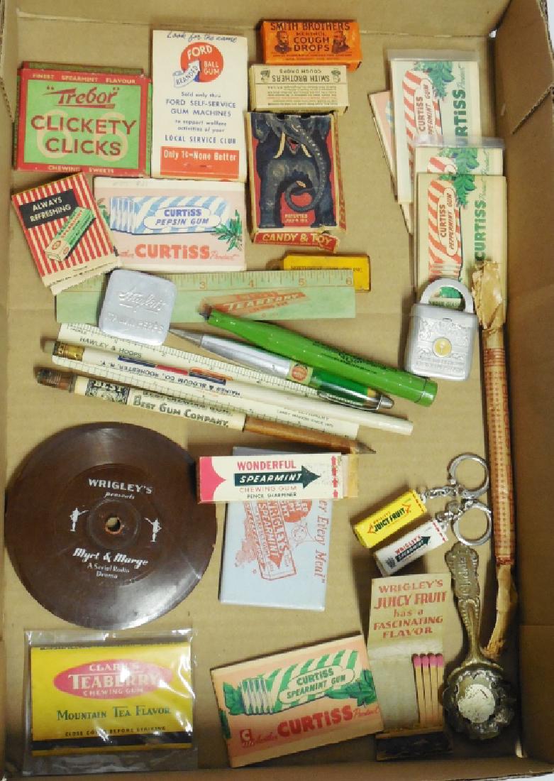 Miscellaneous Lot of Gum Advertisements: including pencils, matchbooks, rulers, etc.