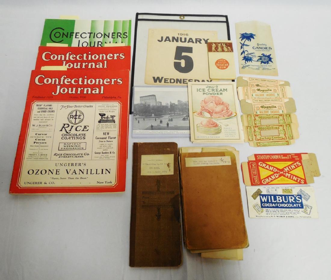 Miscellaneous Lot of Gum/Candy Ephemera: confectioner journals, candy boxes, gum ledgers, etc