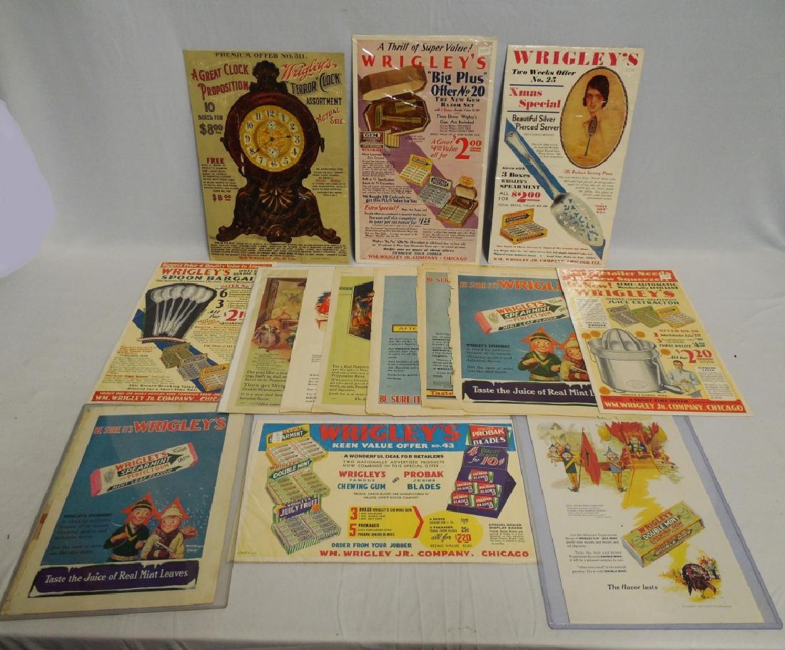 Lot of 8+ Wrigley Gum Advertisements: magazine pages and others