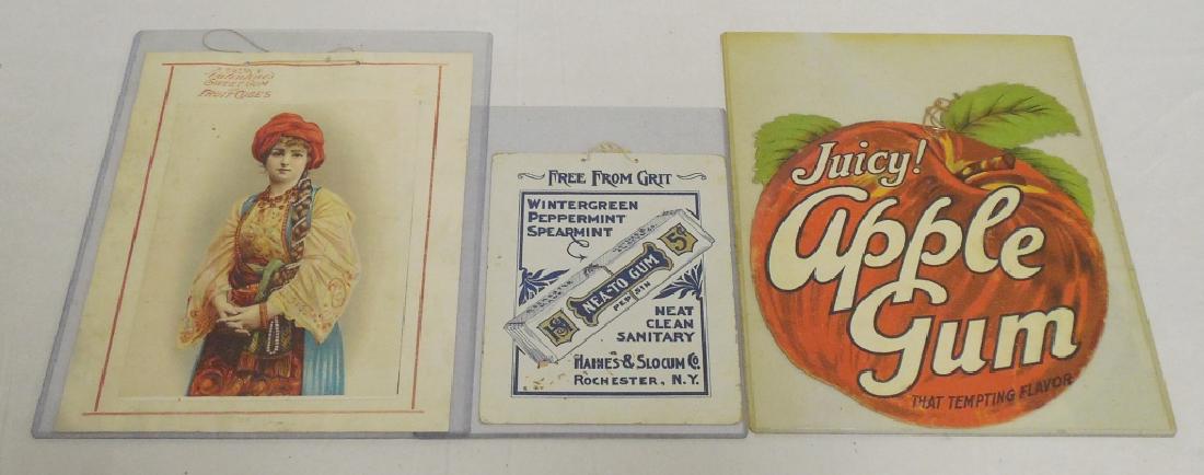 Lot of 3 String Hanging Cardboard Gum Ads: Apple Gum is 2 sided