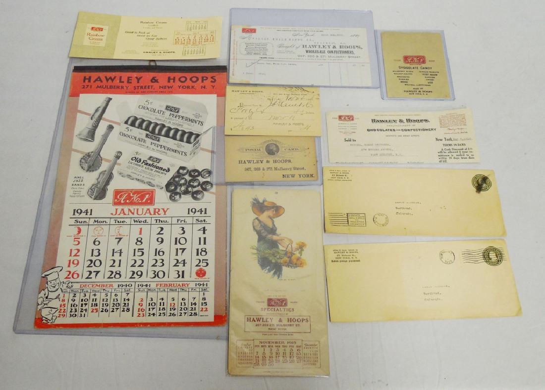 Lot of 10 Hawley and Hoops Advertisements: includes letterhead, envelopes, calendars, etc.