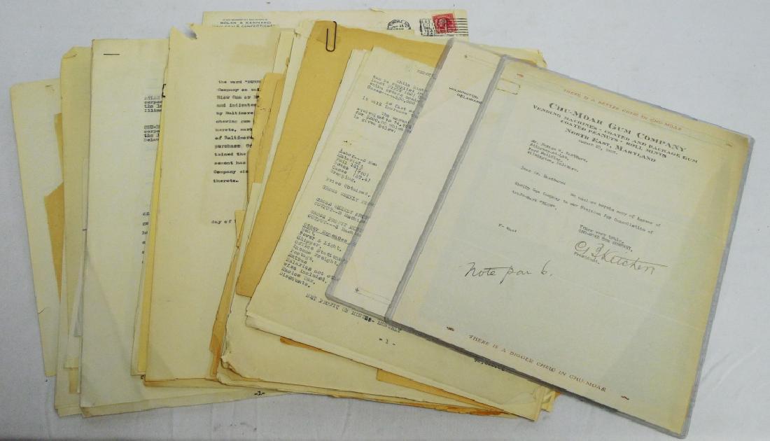 Chu-Moar Gum Company Letterhead/Correspondence: legal dealings