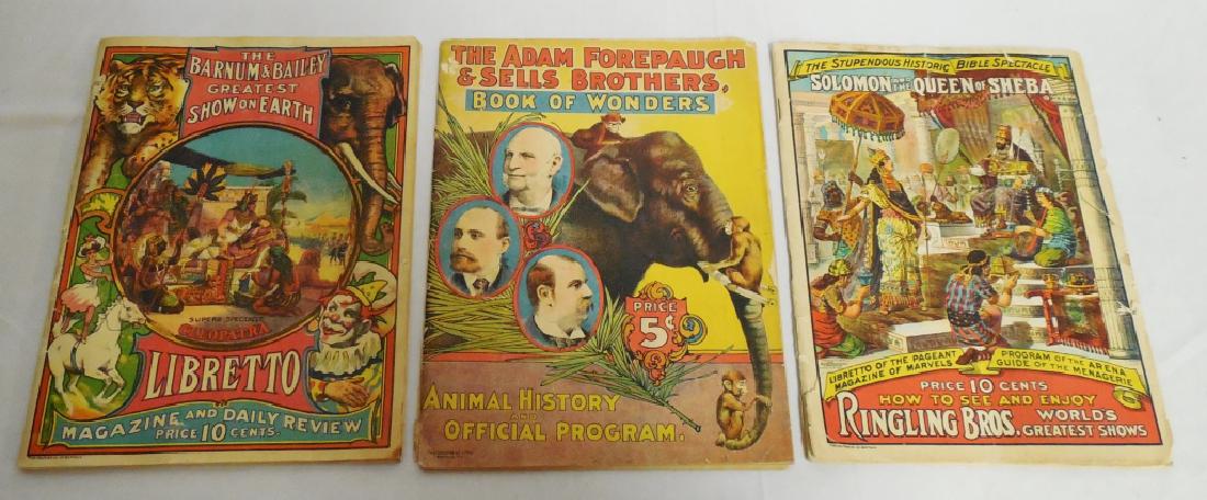 Lot of 3 Circus Programs: with gum advertisements on the back