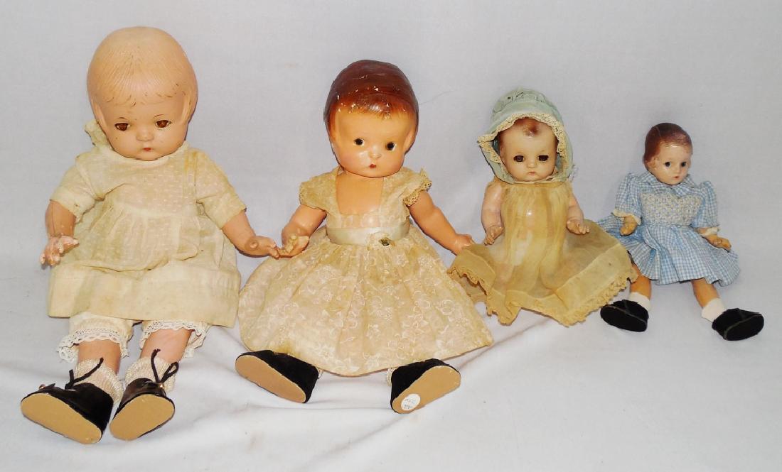 Lot of 4 Effanbee Dolls: Patsy Joan tallest measures 16" H, Patsy, Patsy Babyette, and another
