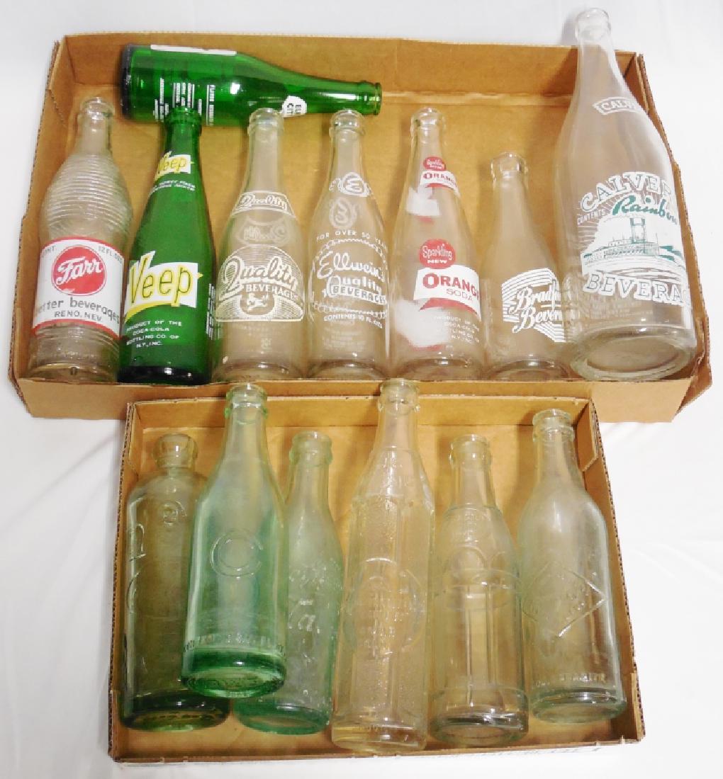 Lot of 14 Bottles - 6 Coca-Cola: tallest measures 11 3/4" H