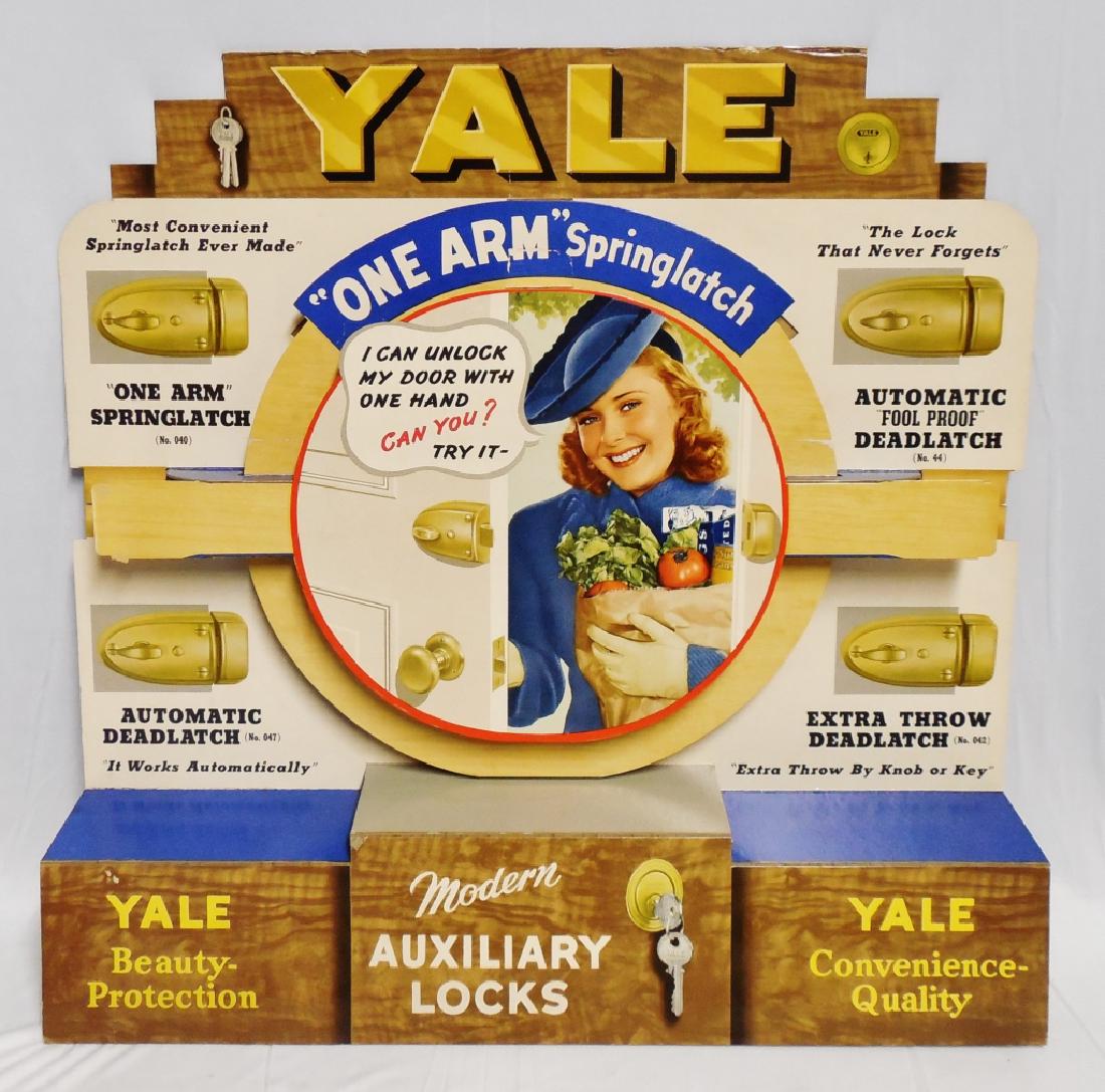 Cardboard Die Cut Yale Locks Advertisement: measures 31" H x 30 3/4" W