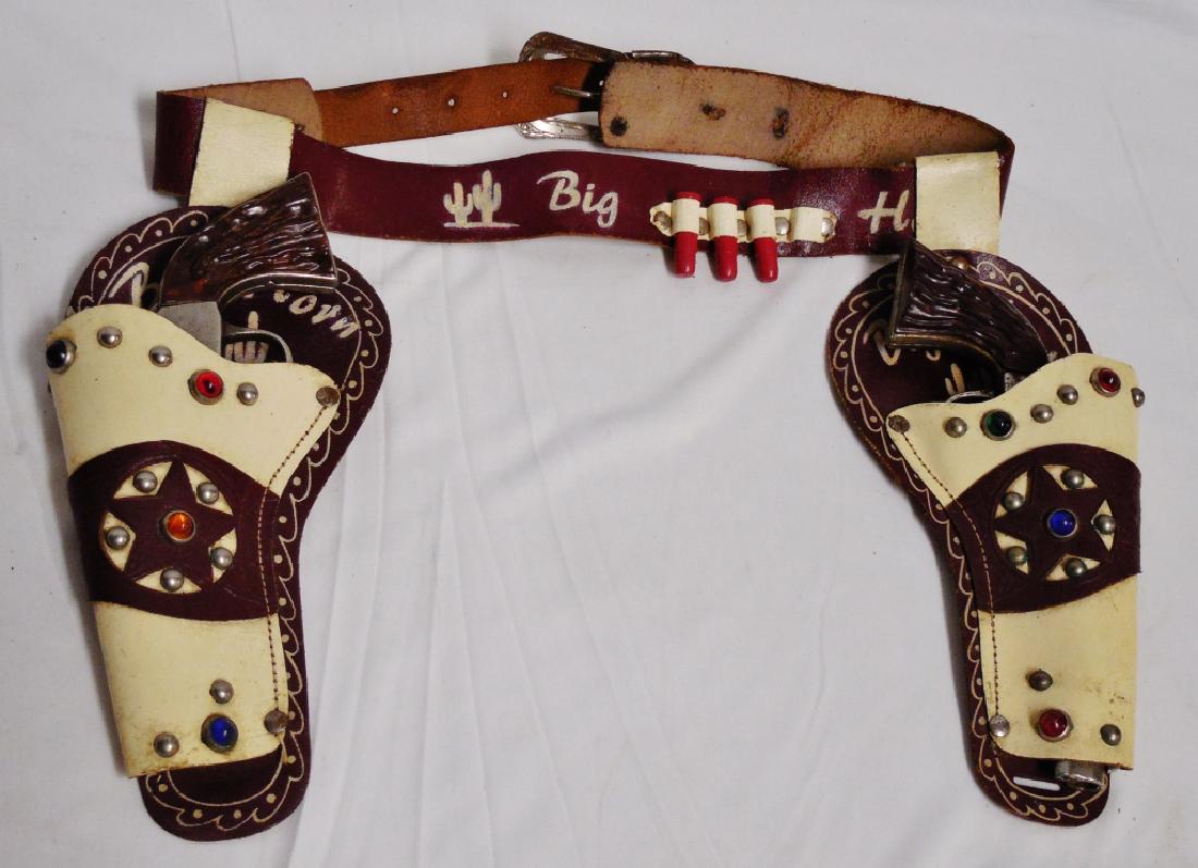 Lot of 2 Big Horn Cap Guns: and 2-gun Big Horn Holster