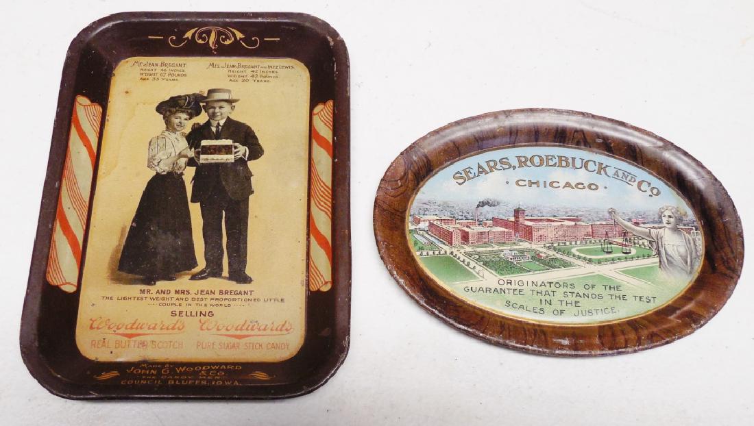 Lot of 2 Tip Trays: 1) Sears, Roebuck and Co and 2) Woodward's measures 6 3/4" H x 4 7/8" W
