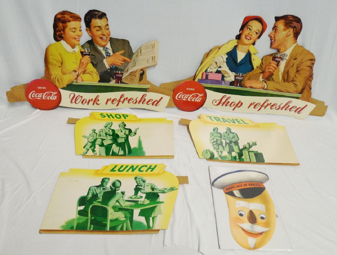 Lot of 6 Die Cut Advertisements: including Coca-Cola