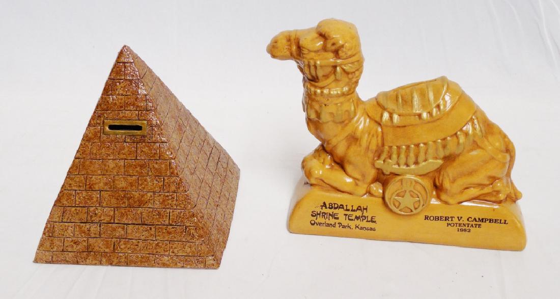 Lot of 2 Egyptian Banks Pyramid and Camel: Camel measures 7 1/4" H