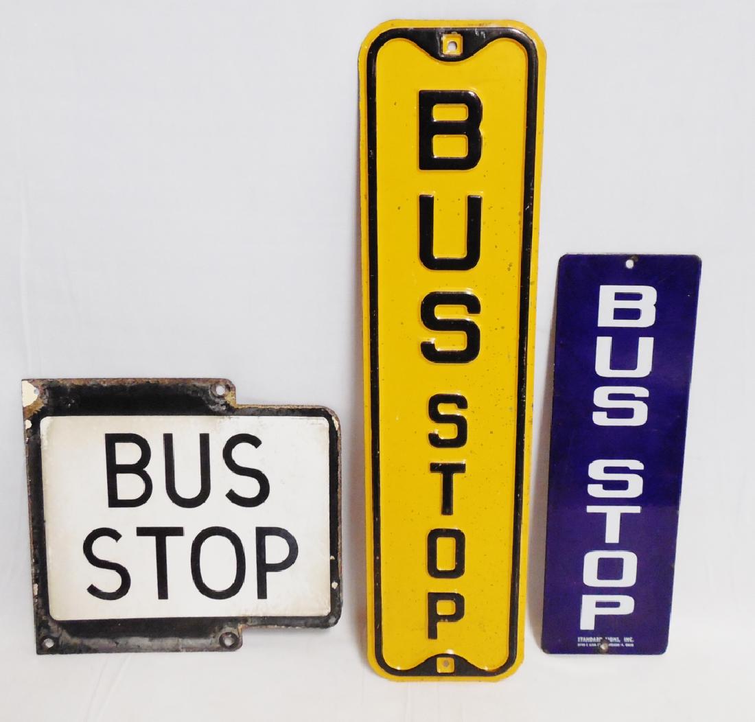 Lot of 3 Bus Stop Signs: largest one measures 24" H x 6" W