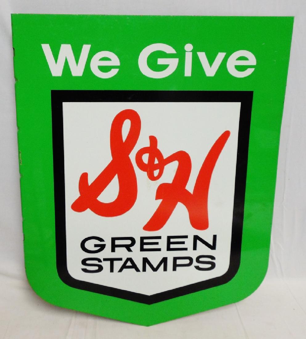 S & H Green Stamp 2 Sided Sign with Flange: measures 23 1/2" H x 19" W