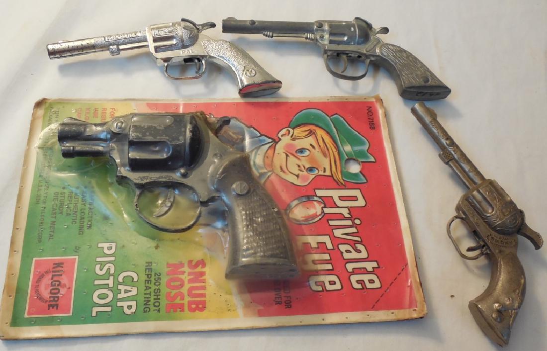 Lot of 4 Cap Guns: Kilgore Pal, Gabriel, Smoky, and Private Eye in blister pack
