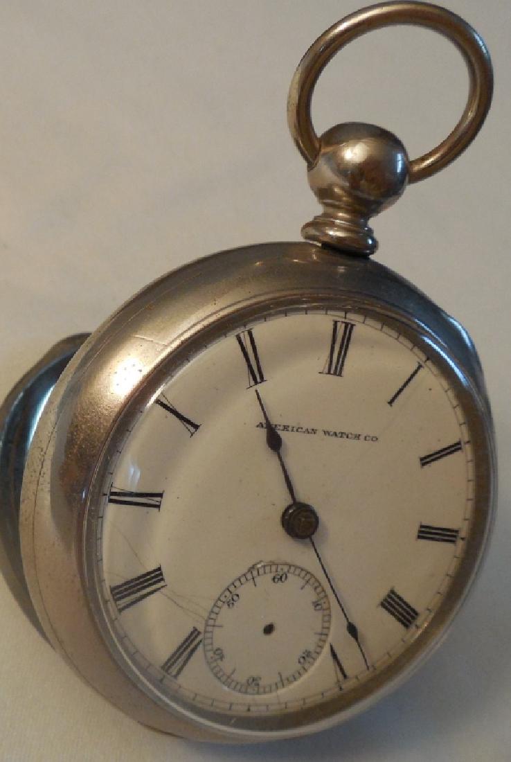 American Watch Co., Key Wind w/ Key: Silveroid watch case, damage to face and missing second hand