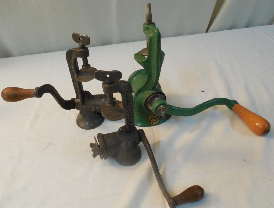 3 Food Grinders: Spong London; Regal; Dandy; 9" long