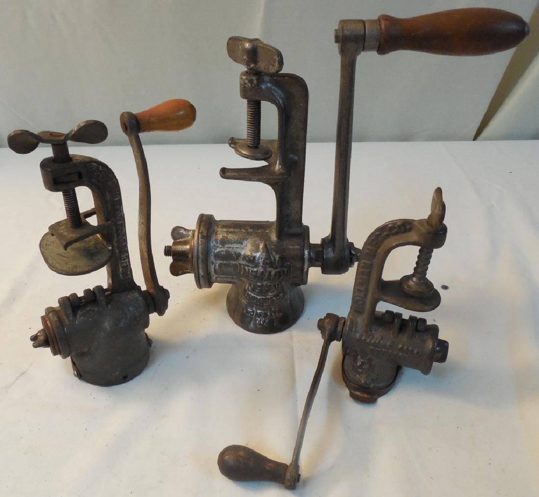3 Food Grinders: Rollman Mfg. Co., Keen Kutter; Mount Joy; 9" longs