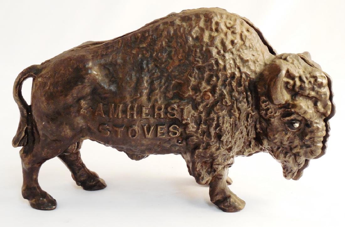Cast Iron Bison Bank: Amherst Stoves Advertisement