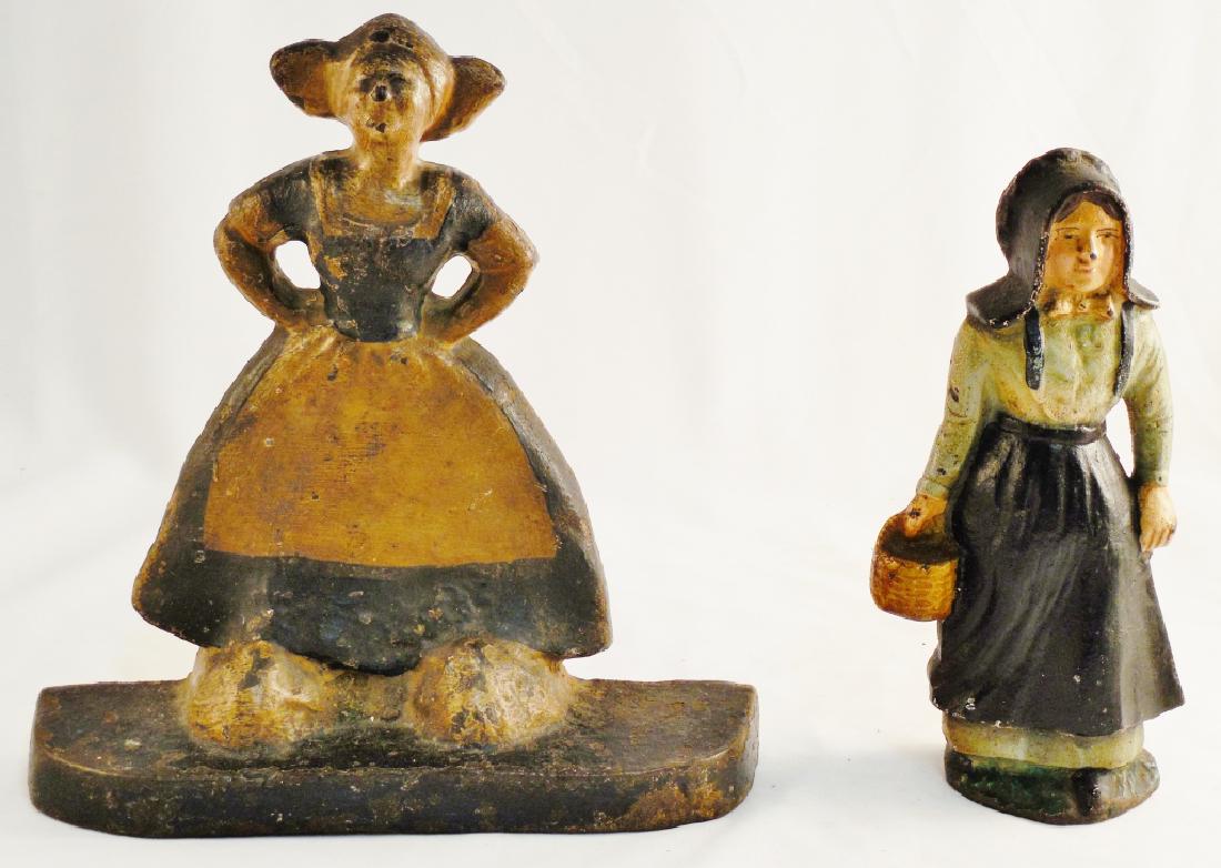 Lot of 2 Cast Iron Doorstops: taller 9 1/2" H