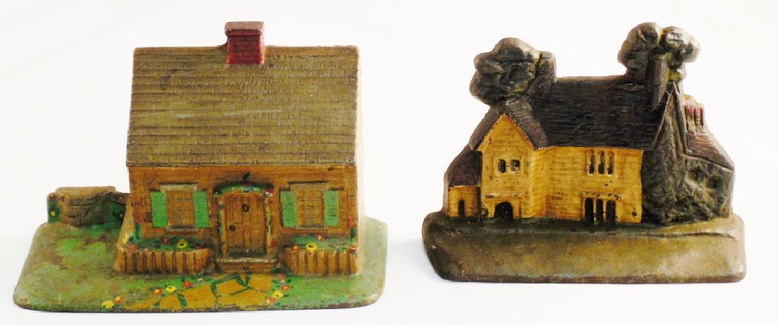 Lot of 2 Cast Iron Doorstops Both Houses: both approximately 5 1/4" H