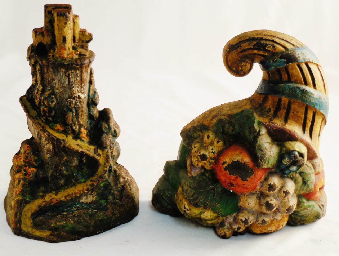 Lot of 2 Cast Iron Doorstops: Castle-taller 7 7/8" H
