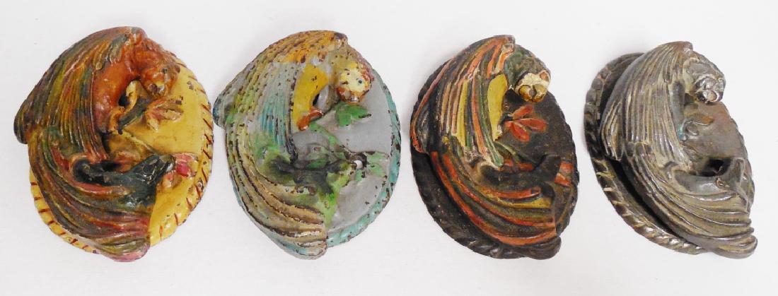 Lot of 4 Cast Iron Door Knockers: all parrots