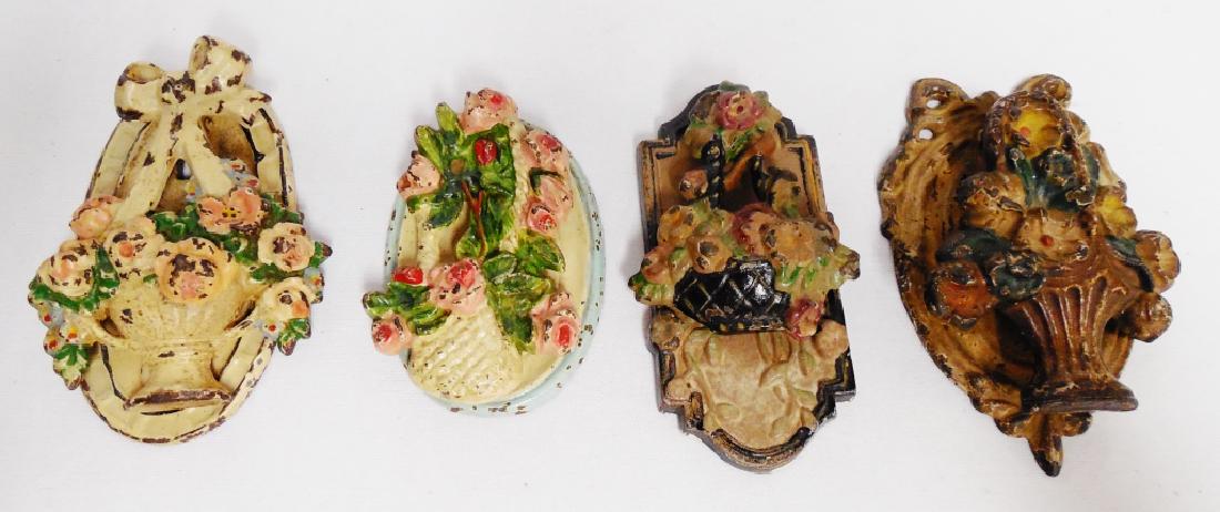 Lot of 4 Cast Iron Door Knockers: all floral