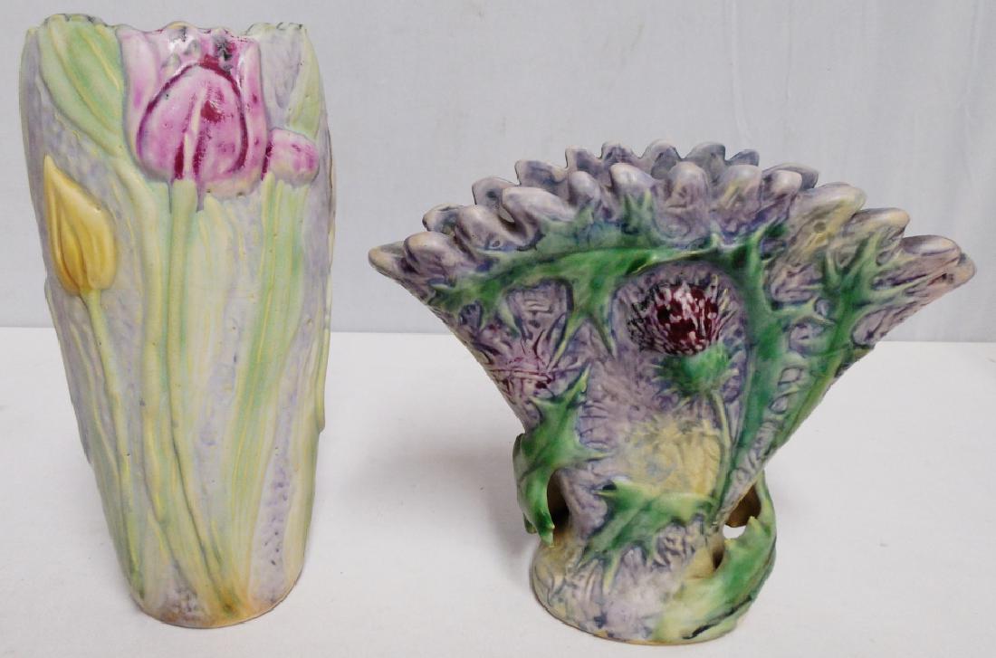 Lot of 2 Weller Silvertone Vases (1 of 3)