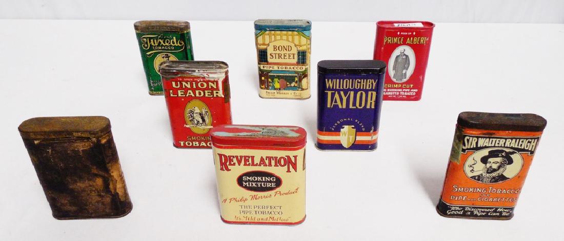 Lot of 7 Pocket Tobacco Tins and 1 Plastic (1 of 3)