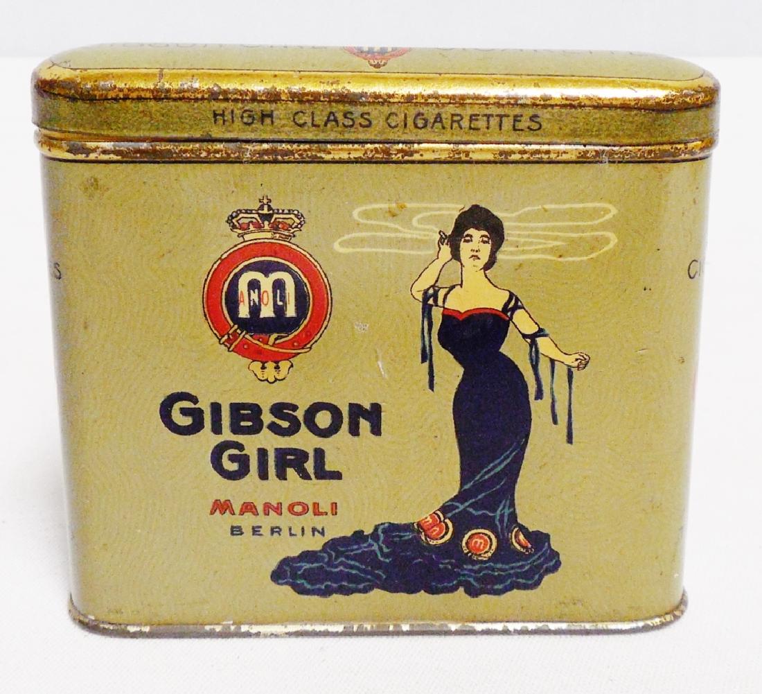 Gibson Girl Cigarette Tin: measures 3" H x 3 1/4" W x 3/4" D