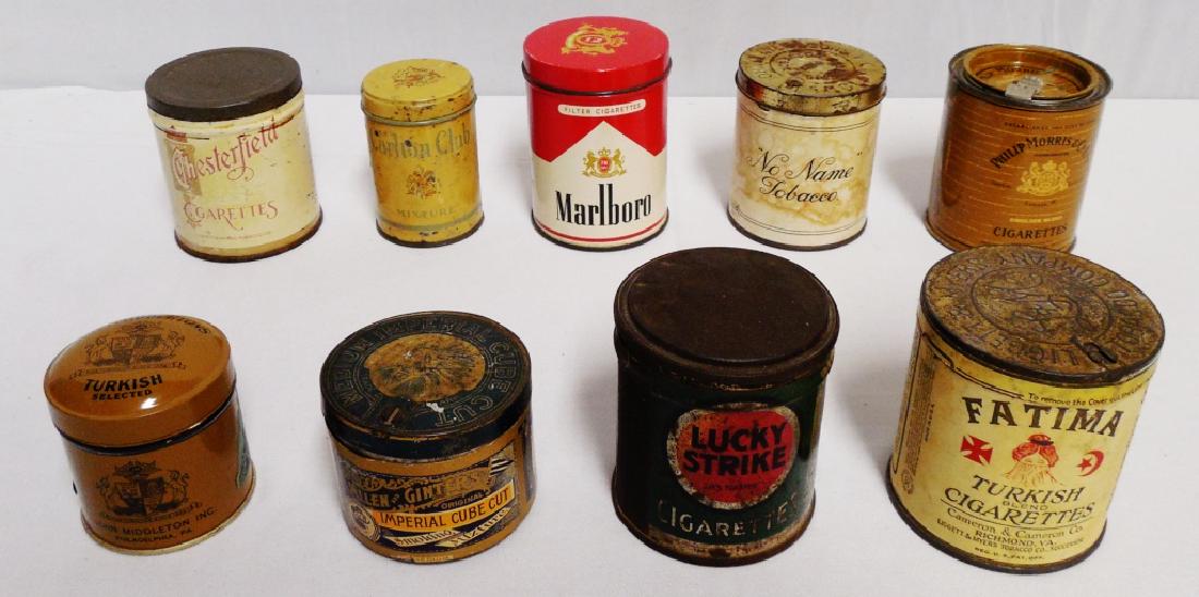 Lot of 9 Tin Tobacco Cigarette Canisters (1 of 1)
