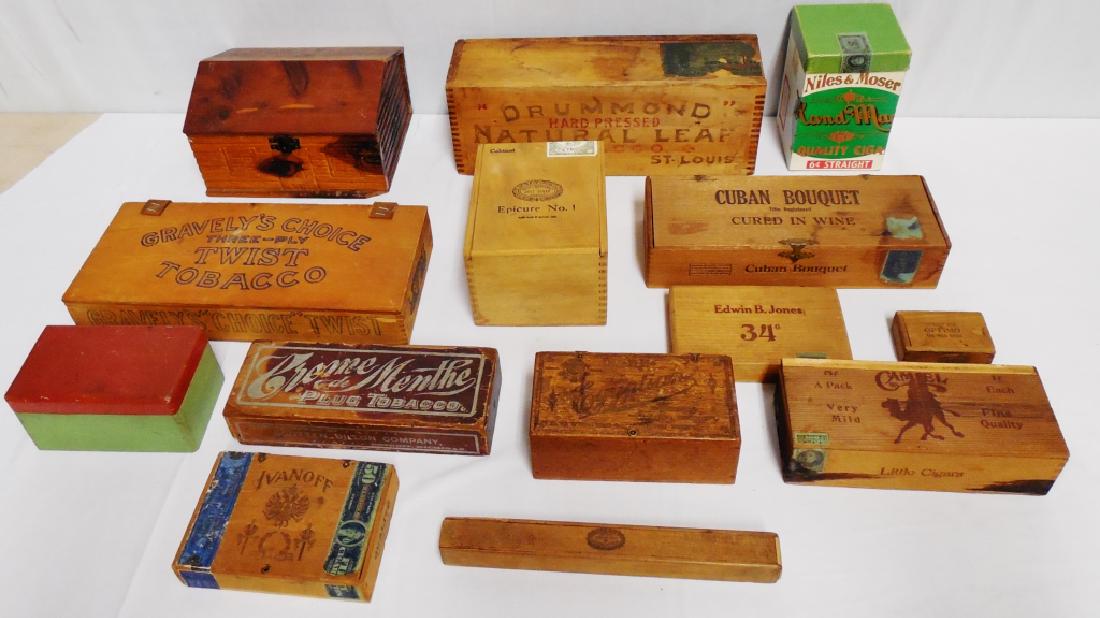 Lot of 14 Wooden Cigar Boxes (1 of 1)