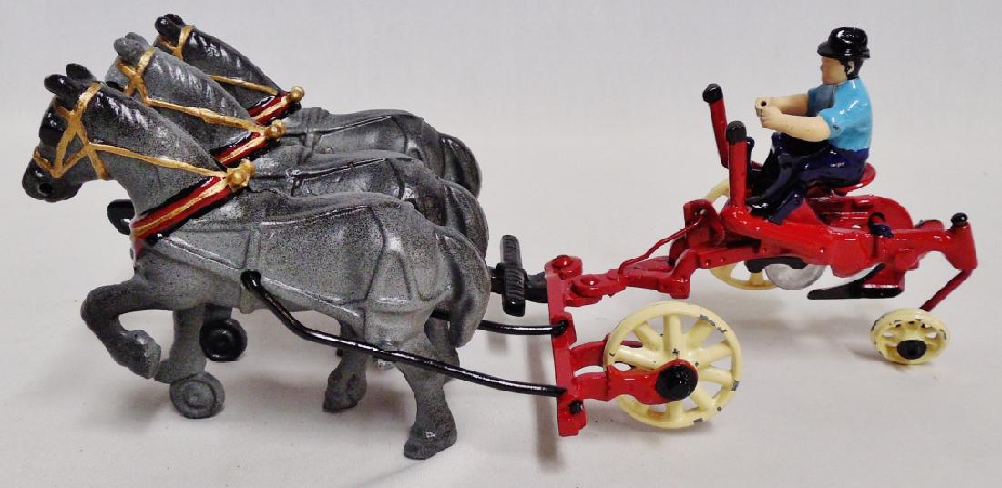 Cast Iron Horse Drawn Single Bottom Plow with Man