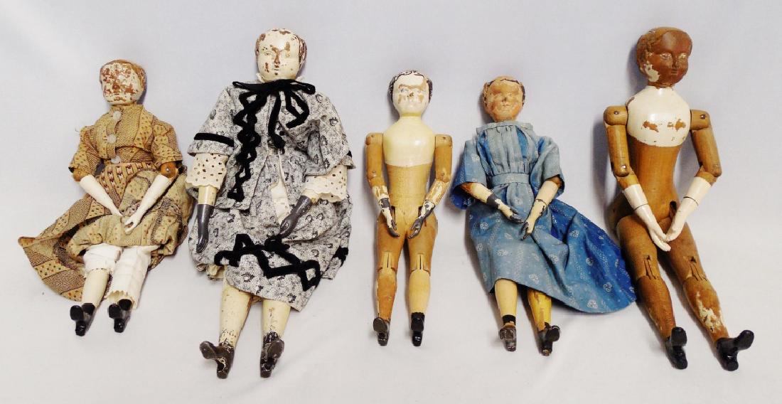 Lot of 5 Peg Wooden Dolls (1 of 1)