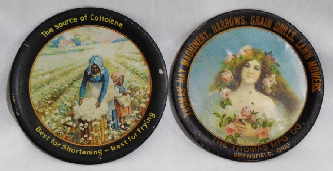 Lot of 2 Tip Trays: The Source of Cottolene and Thomas Hay Machines, Harrows, Grain Drills, Lawn Mowers