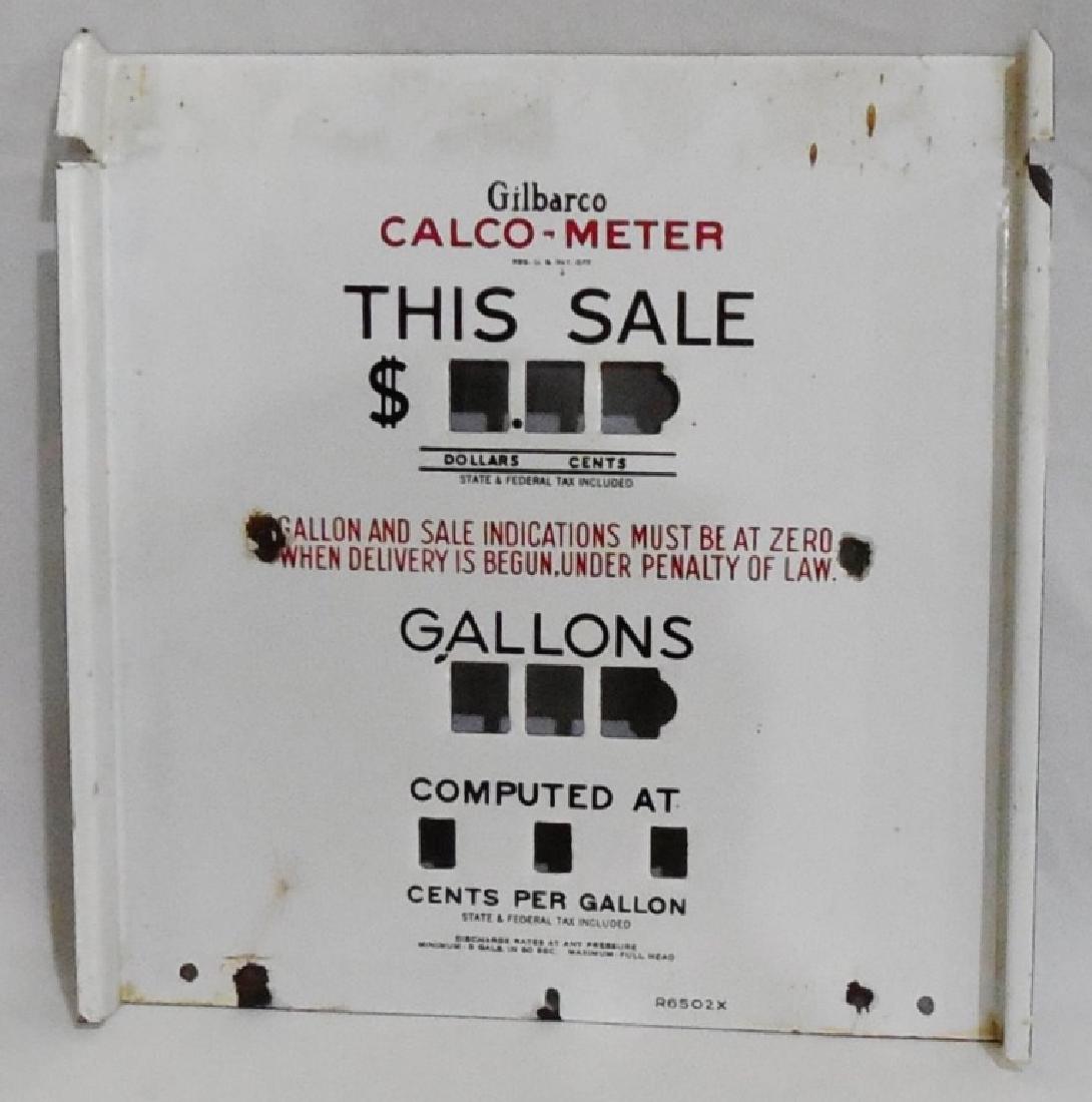 Porcelain Gilbarco Calco-Meter Pump Front: measures 12 3/4" square