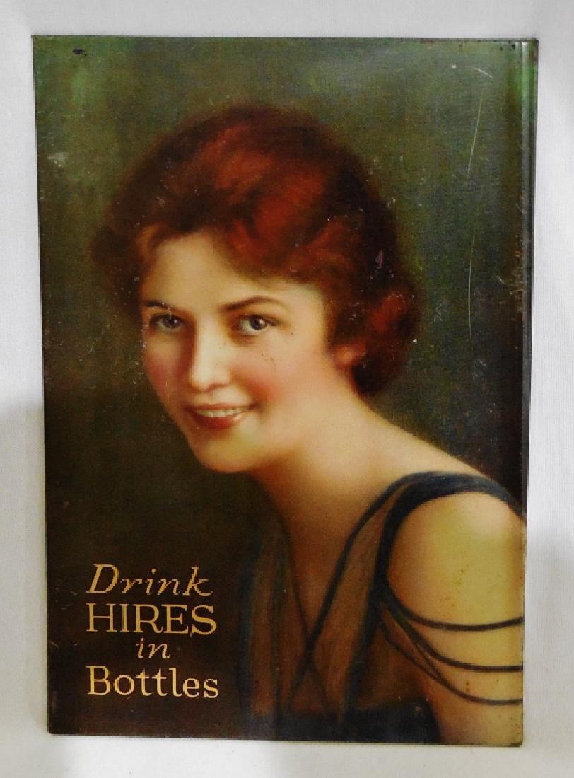 1920's Hires Rootbeer Tin Advertisement: measures 9 1/4" H x 6 1/2" W