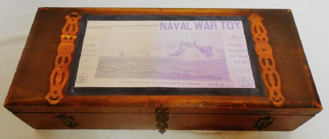 1910 Schoenhut Submarine and Dreadnought Naval Toy: AS IS, including sub, dreadnought, and torpedo, not in original box
