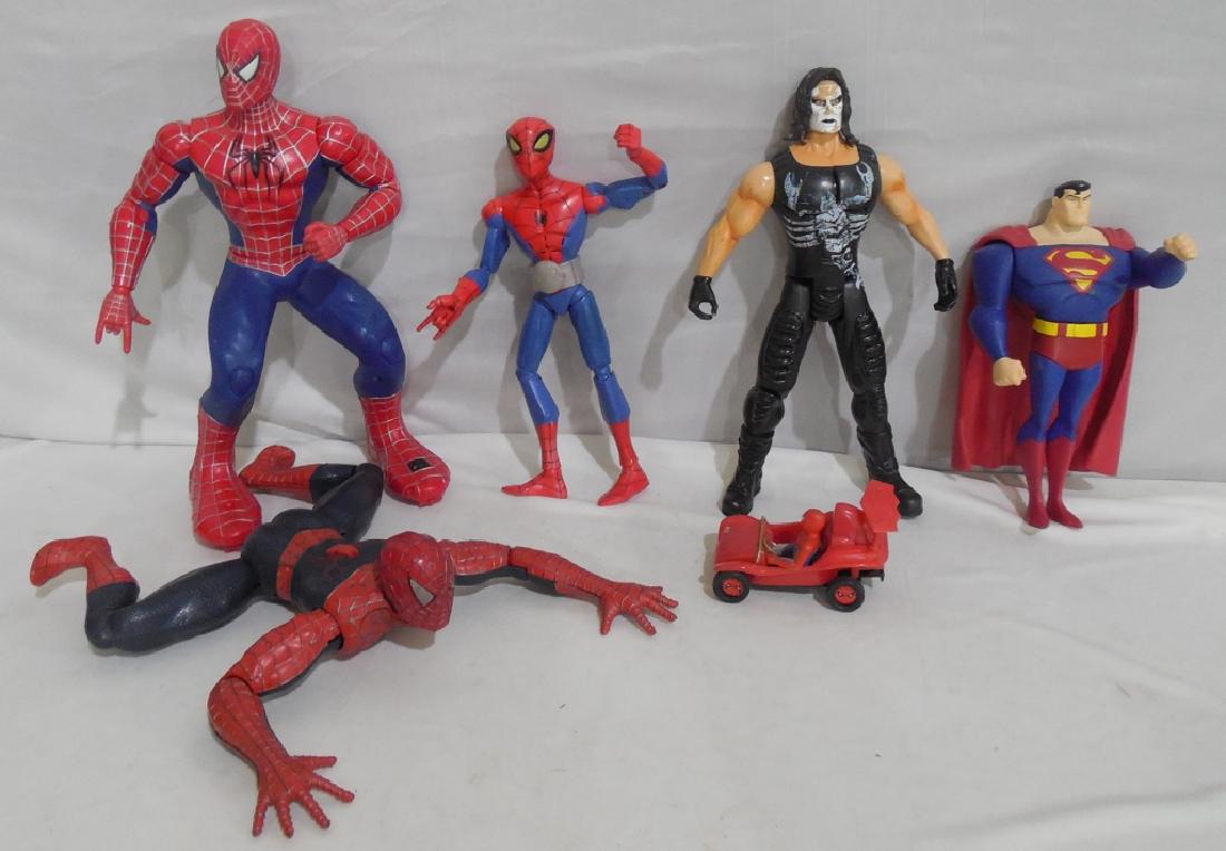 Action Figurers: 4 Spiderman, 1 Superman, 1 Sting