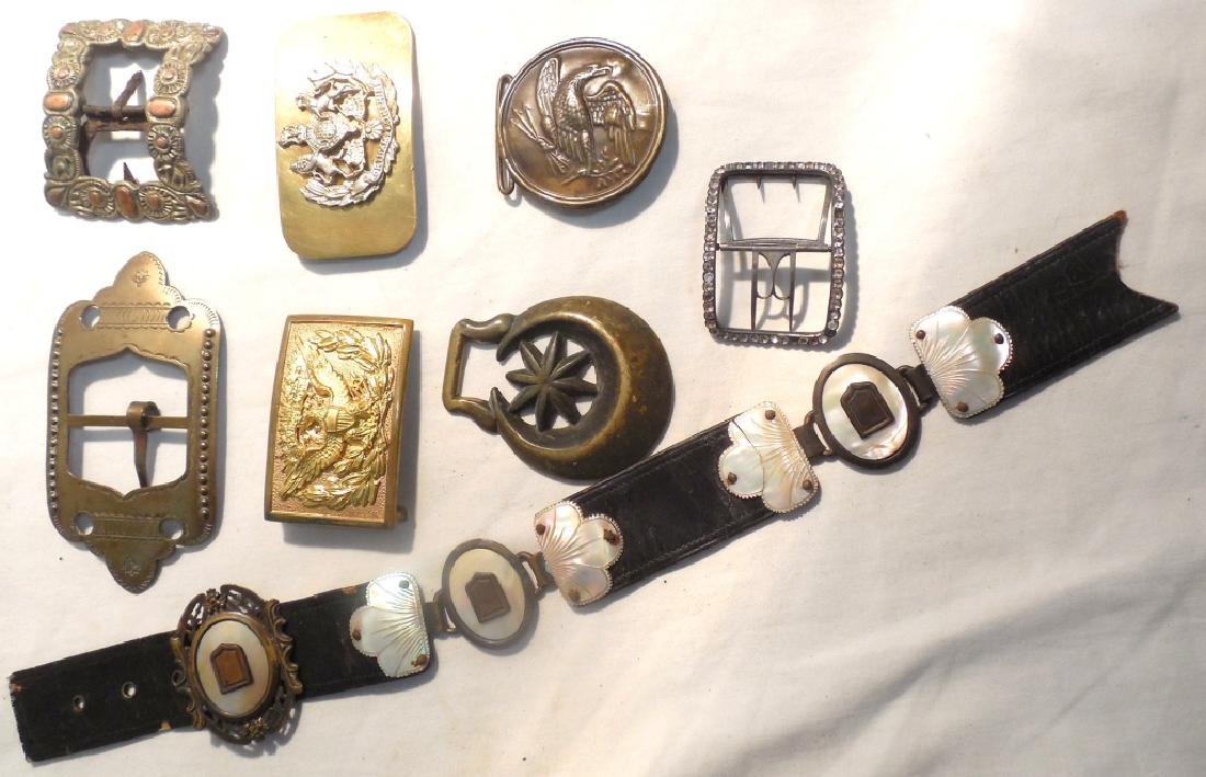 Mixed lot of buckles; belt and shoe: Used